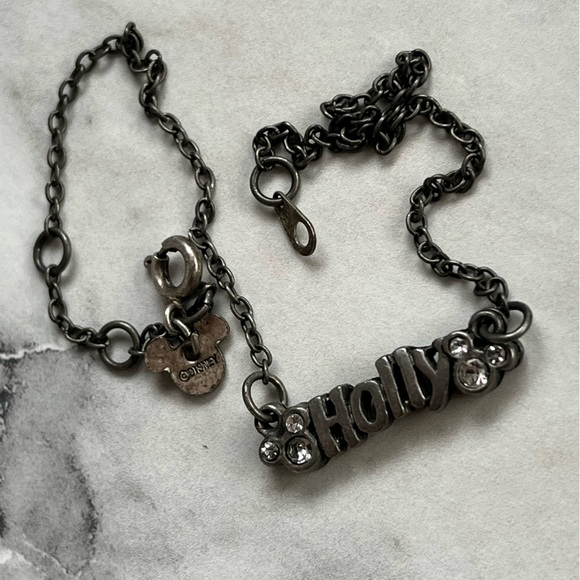 Vintage Disney park Mickey Mouse ankle Bracelet Holly Disney store name plate - Picture 9 of 12